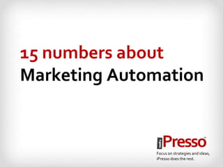 15 numbers about
Marketing Automation
Focus on strategies and ideas,
iPresso does the rest.
 