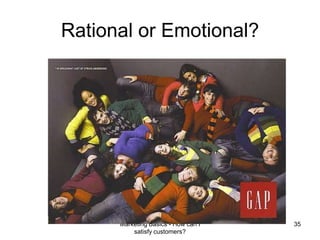 Marketing Basics - How can I satisfy customers?34Rational or Emotional?