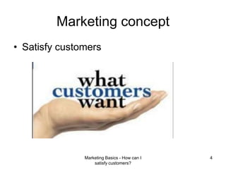 Marketing Basics - How can I satisfy customers?4Marketing concept Satisfy customers 