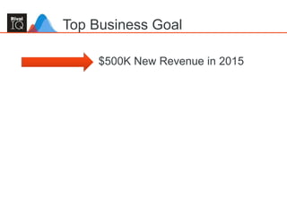 28
Top Business Goal
$500K New Revenue in 2015
 