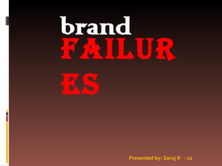 FAILURES Presented by: Saroj R  - 12 