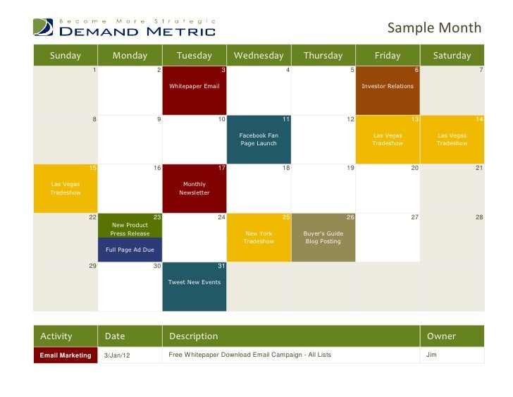 Marketing Calendar Template 2012 Marketing Calendar Template 2012