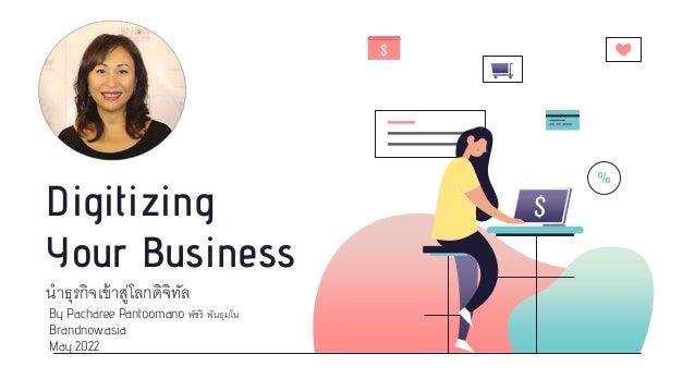 Digitizing
Your Business
นำธุรกิจเข้ำสู่โลกดิจิทัล
By Pacharee Pantoomano พัชรี พันธุมโน
Brandnow.asia
May 2022
 