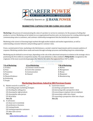 Marketing capsule for_sbi_clerk | PDF
