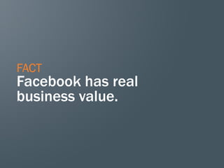 FACT
Facebook has real
business value.
 