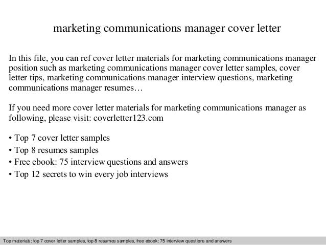 marketing communications manager cover letter communication manager cover letter