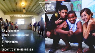 22 Visitantes
(sendo 10 estrangeiros pagantes)
+
10 Visitados
=
Encontro mão na massa
 