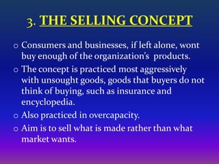 MARKETING
SELLING




          SELLING                       MARKETING
   1. Focuses on the       1. On the needs of the
...