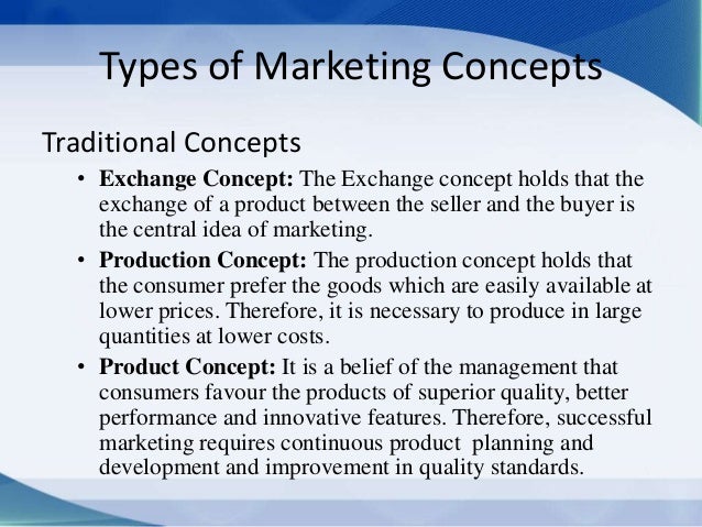 Marketing Concepts- Production, Social, Exchange, Selling ...