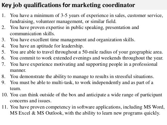 marketing coordinator job description samples