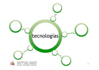 tecnologías
m a r k e t i n g c u l t u r a l
claves y nuevas tendencias
Antonio Fernández Morales
45
 