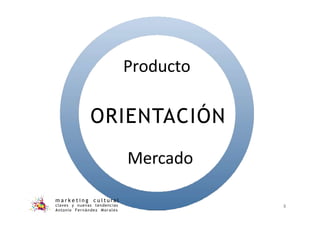 Producto
m a r k e t i n g c u l t u r a l
claves y nuevas tendencias
Antonio Fernández Morales
8
ORIENTACIÓN
Mercado
 