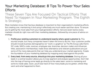 Marketing database  8 tips to power sales