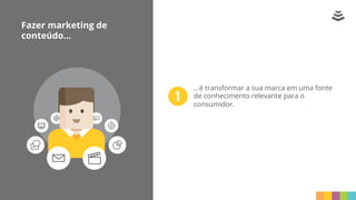 Fazer marketing de
conteúdo...
...é transformar a sua marca em uma fonte
de conhecimento relevante para o
consumidor.
 