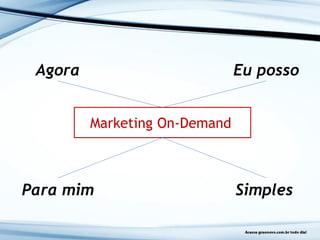Marketing On-Demand
Agora Eu posso
Para mim Simples
 