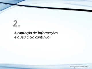2.
A captação de informações
e o seu ciclo contínuo;
 