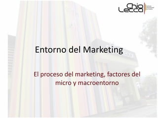 Entorno del Marketing El proceso del marketing, factores del micro y macroentorno 