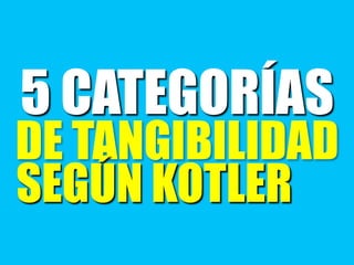 5 CATEGORÍAS
DE TANGIBILIDAD
SEGÚN KOTLER
 