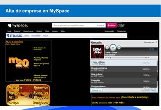 Alta de empresa en MySpace 