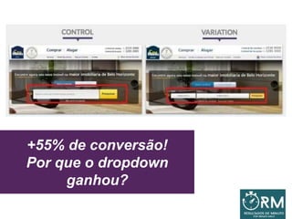 +55% de conversão!
Por que o dropdown
ganhou?
 