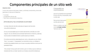 Componentes principales de un sitio web
 