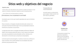 Sitios web y objetivos del negocio
 