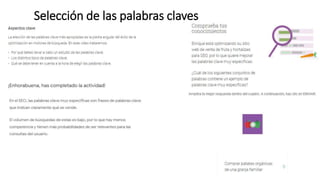 Selección de las palabras claves
 