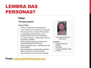 LEMBRA DAS PERSONAS? 
Fonte: www.uxforthemasses.com  