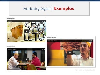 Marketing Digital | Exemplos
* www.youtube.com/user/portadosfundos
 