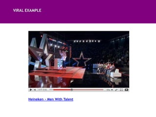 VIRAL EXAMPLE




       Heineken - Men With Talent
 