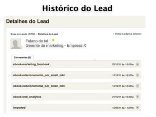 Histórico do Lead



Fulano de tal
Gerente de marketing - Empresa X
 