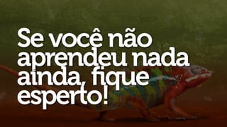 Se você não
aprendeu nada
ainda, fique
esperto!
 