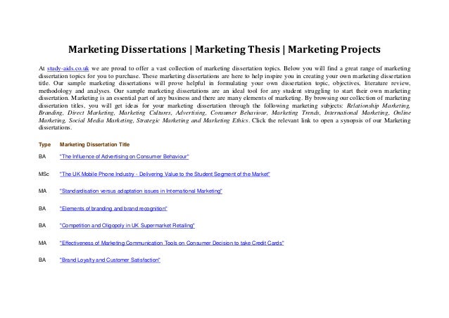 marketing dissertation topics examples