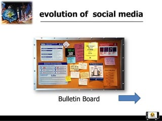 evolution of social media




    Bulletin Board
 