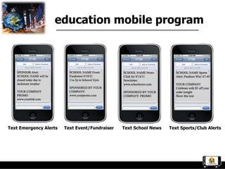 education mobile program




Text Emergency Alerts   Text Event/Fundraiser   Text School News   Text Sports/Club Alerts
 