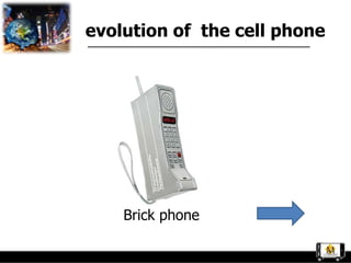 evolution of the cell phone




    Brick phone
 