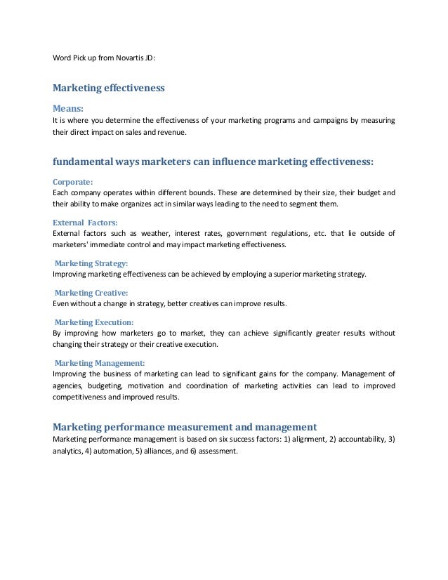 Marketing effectiveness