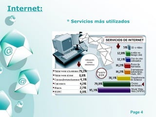 Internet: ° Servicios más utilizados SERVICIOS DE INTERNET Utilización correo electrónico 