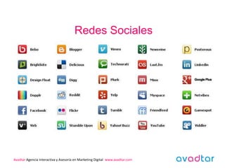 Redes Sociales




Avadtar Agencia Interactiva y Asesoría en Marketing Digital www.avadtar.com
 