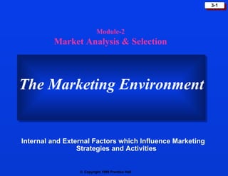 Internal and External Factors which Influence Marketing Strategies and Activities The Marketing Environment Module-2 Market Analysis & Selection 