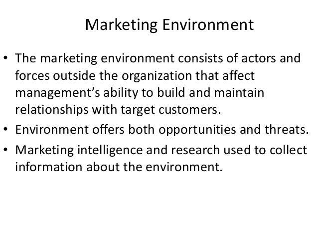 the marketing environment consists of the The marketing environment the marketing environment of a firm consists of 2 different parts, the micro-environment, and the macro-environment the micro environment of a firm is all the actors within a firm which affects its. the marketing environment consists of the The marketing environment the marketing environment of a firm consists of 2 different parts, the micro-environment, and the macro-environment the micro environment of a firm is all the actors within a firm which affects its.