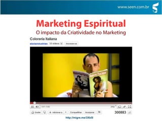 A nova onda de tecnologia facilita a disseminação de informações, idéias e opinião pública, e permite aos consumidores colaborarem para a criação de valor.Marketing EspiritualO impacto da Criatividade no MarketingEvolução do ser humanoMarketing EspiritualO impacto da Criatividade no Marketinghttp://migre.me/3Xb44