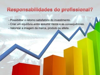 - Possibilitar o retorno satisfatório do investimento.
- Criar um equilíbrio entre assumir riscos e as consequências.
- Valorizar a imagem da marca, produto ou atleta.
 