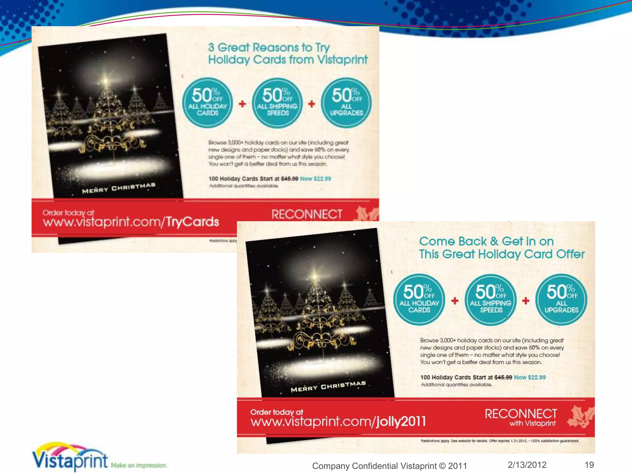 Company Confidential Vistaprint © 2011   2/13/2012   19
 