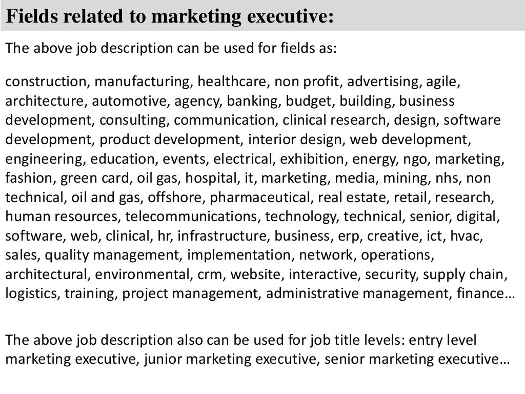 Marketing Executive Job Description
