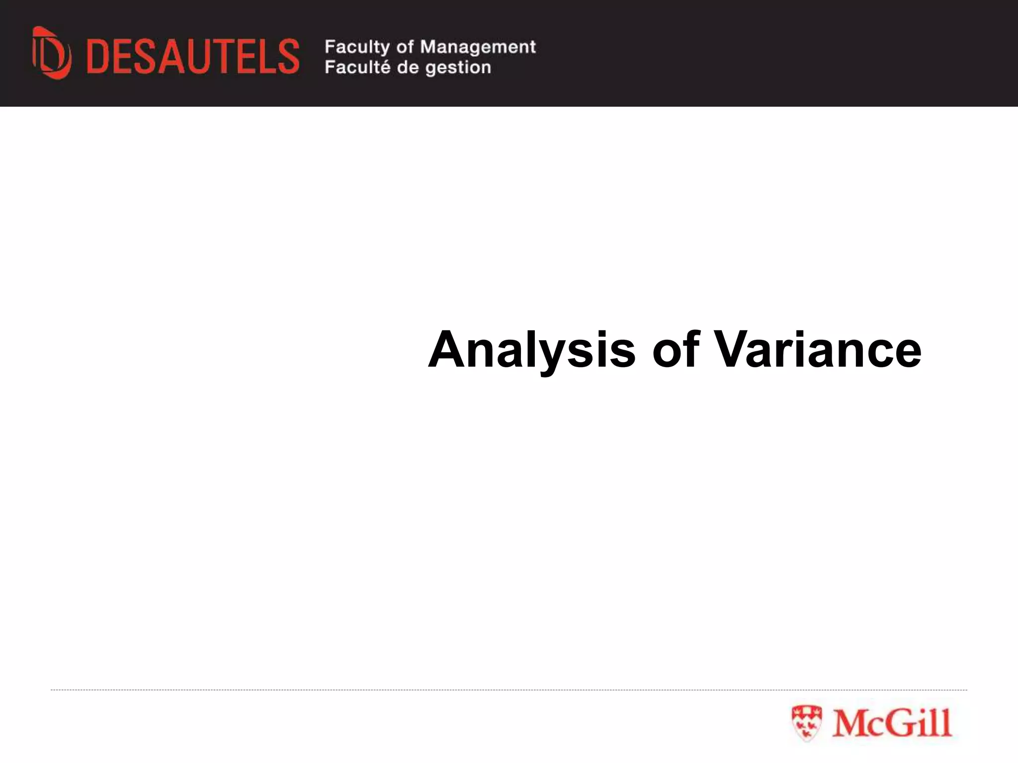 Analysis of Variance
 