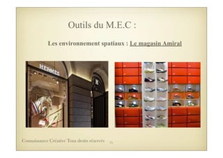 Les environnement spatiaux : Le magasin Amiral
Outils du M.E.C :
71Connaissance Créative Tous droits réservés
 