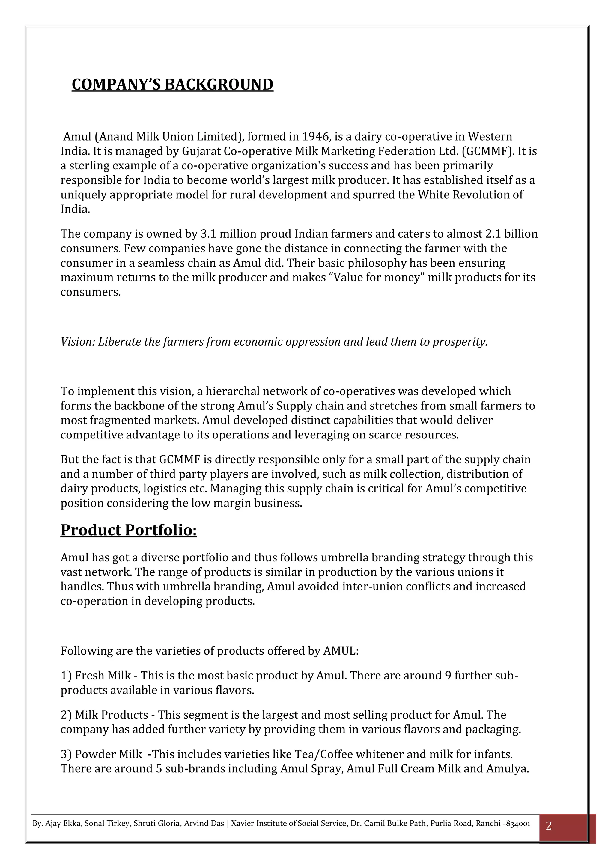 AMUL C & F AND TRANSPORTATION | PDF