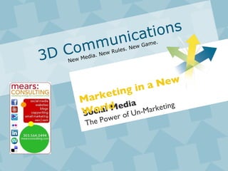 3D Communications New Media. New Rules. New Game. Social Media The Power of Un-Marketing Marketing in a New World 