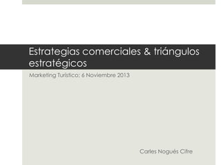 Estrategias comerciales & triángulos
estratégicos
Marketing Turístico; 6 Noviembre 2013

Carles Nogués Cifre

 